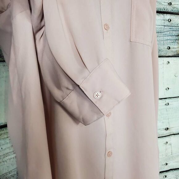 Maurices Women’s Blouse XL Pink Long Sleeve Collared Button Down Shirt - Picture 3 of 8